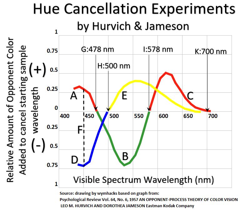 Hue Cancellation Experiment Graph Based on Hurvich and Jameson