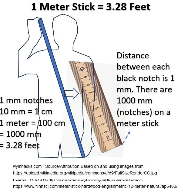 1 meter stick with 1 mm notches